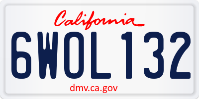 CA license plate 6WOL132