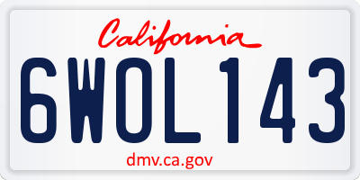 CA license plate 6WOL143
