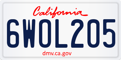 CA license plate 6WOL205
