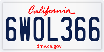CA license plate 6WOL366