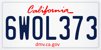 CA license plate 6WOL373