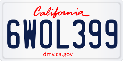 CA license plate 6WOL399