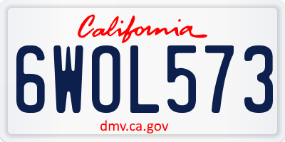 CA license plate 6WOL573