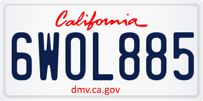 CA license plate 6WOL885