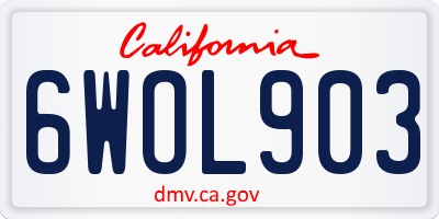 CA license plate 6WOL903