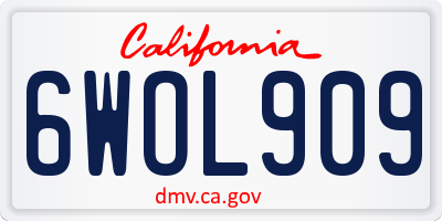 CA license plate 6WOL909