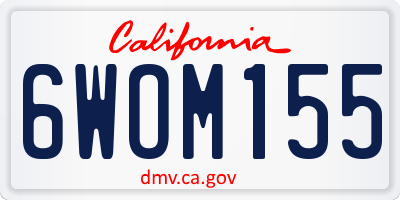 CA license plate 6WOM155
