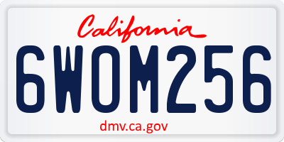 CA license plate 6WOM256
