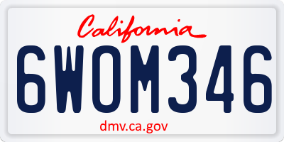 CA license plate 6WOM346