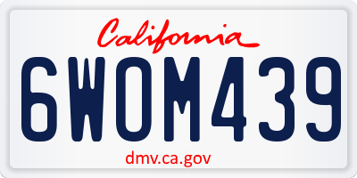 CA license plate 6WOM439