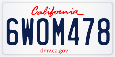 CA license plate 6WOM478