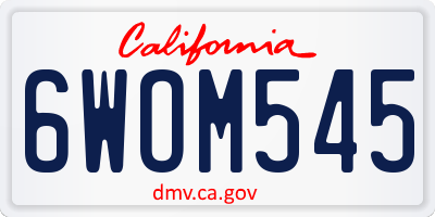 CA license plate 6WOM545