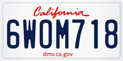 CA license plate 6WOM718