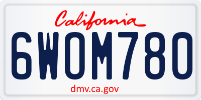 CA license plate 6WOM780