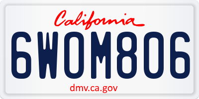 CA license plate 6WOM806