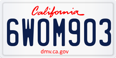 CA license plate 6WOM903