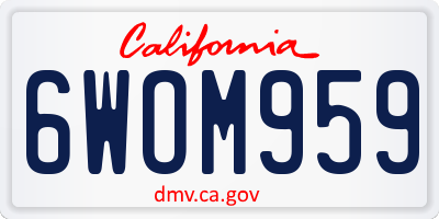 CA license plate 6WOM959