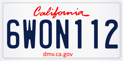CA license plate 6WON112