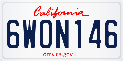 CA license plate 6WON146