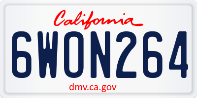 CA license plate 6WON264