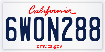 CA license plate 6WON288
