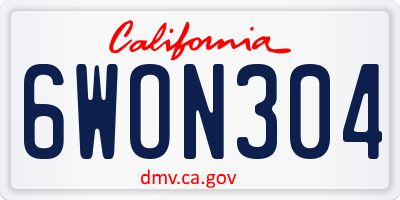 CA license plate 6WON304