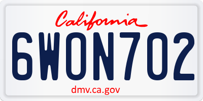 CA license plate 6WON702