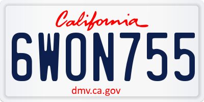 CA license plate 6WON755