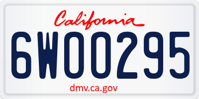 CA license plate 6WOO295