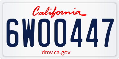 CA license plate 6WOO447