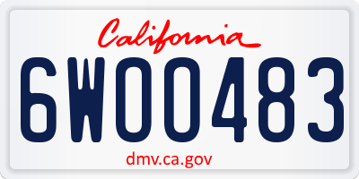 CA license plate 6WOO483