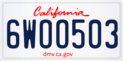 CA license plate 6WOO503