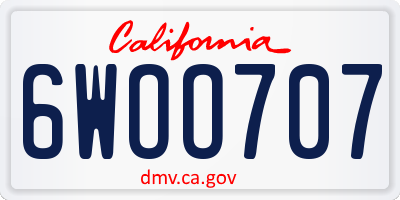 CA license plate 6WOO707