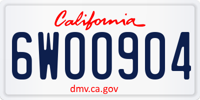 CA license plate 6WOO904