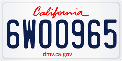 CA license plate 6WOO965
