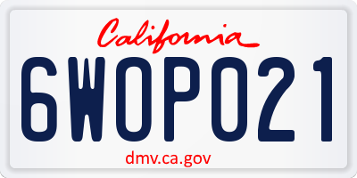 CA license plate 6WOP021