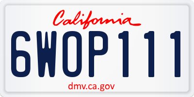 CA license plate 6WOP111