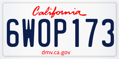 CA license plate 6WOP173