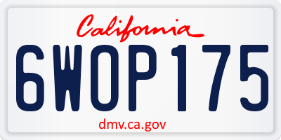 CA license plate 6WOP175