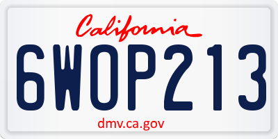 CA license plate 6WOP213