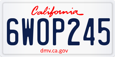 CA license plate 6WOP245