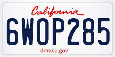CA license plate 6WOP285