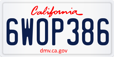 CA license plate 6WOP386