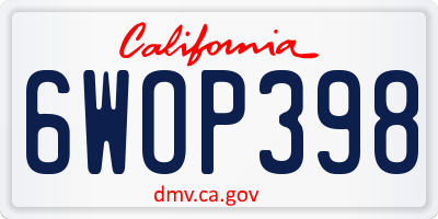 CA license plate 6WOP398