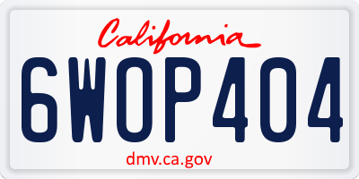 CA license plate 6WOP404