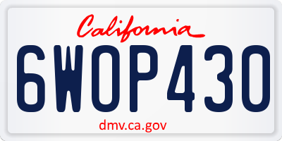 CA license plate 6WOP430