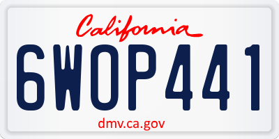 CA license plate 6WOP441