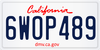 CA license plate 6WOP489