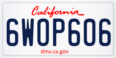 CA license plate 6WOP606