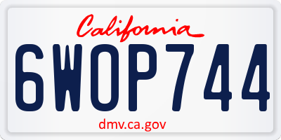 CA license plate 6WOP744